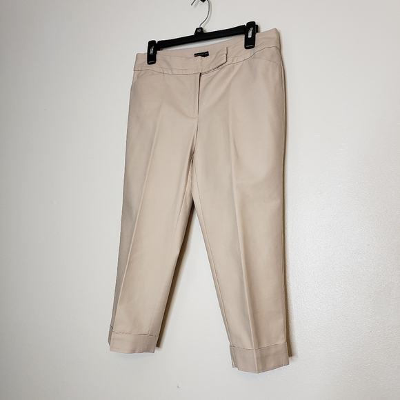 Ann Taylor Cotton Crop Pants Curvy Coastal Beige Office Preppy Summer Vacation - Picture 3 of 9